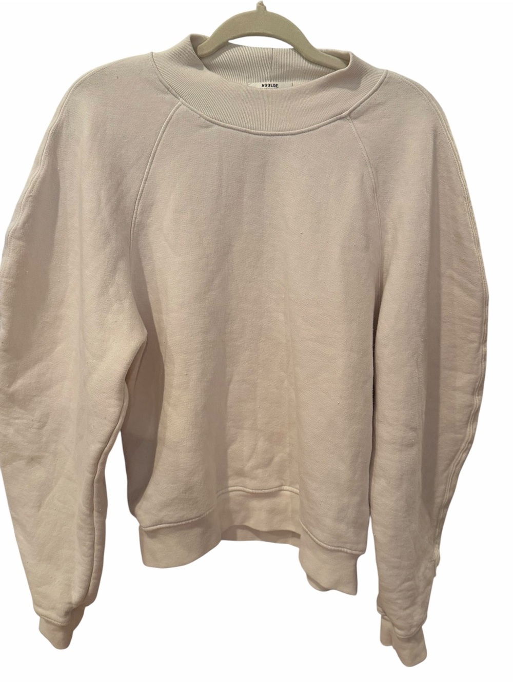 Agolde Cream Oversized Crewneck Sweatshirt Raglan Sleeve Medium Made in USA